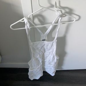 Aerie white linen shirt overall beach coverup